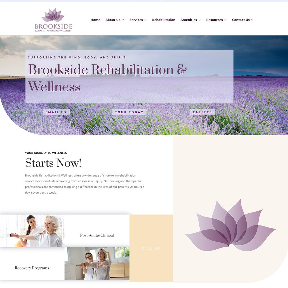 Brookside Rehabilitation Healthcare website screenshot